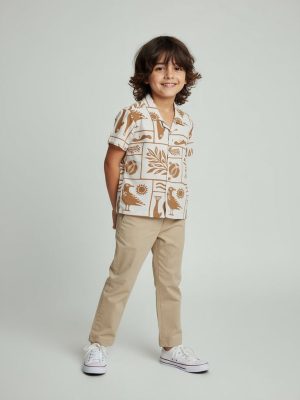 HOP Kids White Abstract Printed Resort-Fit Shirt