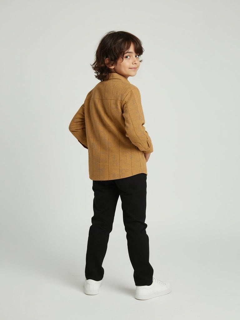 HOP Kids Mustard Embroidered Resort-Fit Cotton Shirt - Image 3