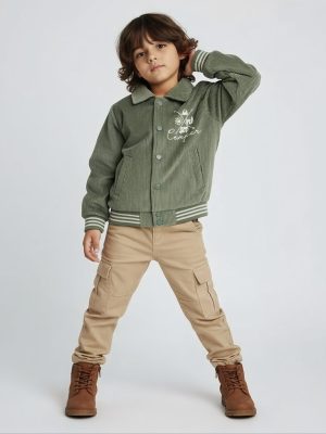 HOP Kids Sage Typographic Corduroy Cotton Jacket