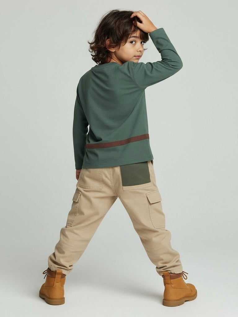 HOP Kids Green Printed Cotton T-Shirt - Image 2