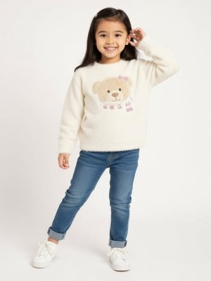HOP Kids White Teddy Design Sweater