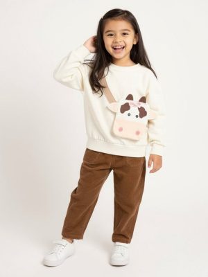 HOP Kids Off-White Animal Design Cotton-Blend Sweatshirt