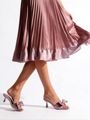 LUNA BLU Mauve Bow-Detailed Heel Sandals