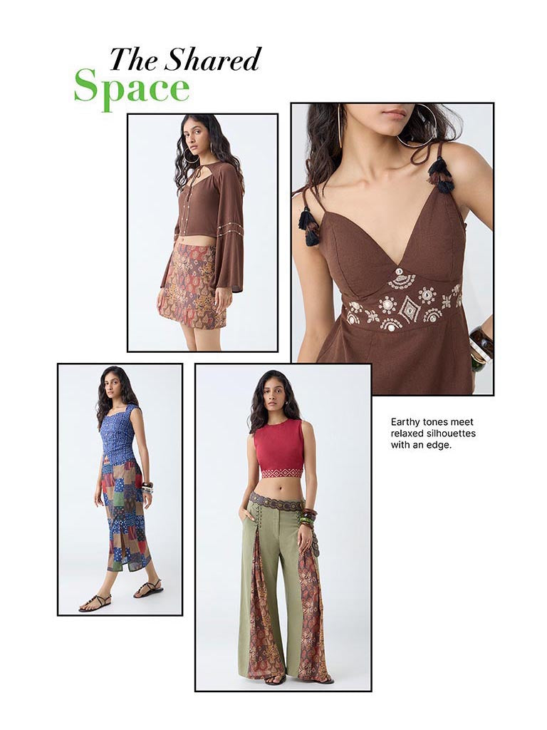 Bombay Paisley Maroon Embroidered Cotton-Blend Crop Top - Image 8