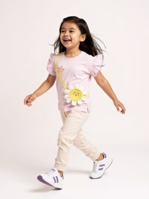 HOP Kids Pink Floral Design Cotton Top