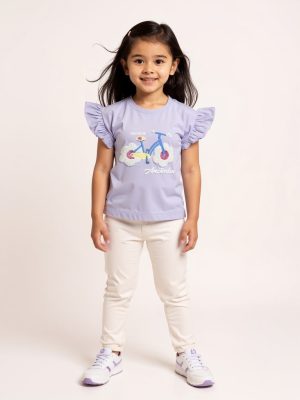 HOP Kids Lilac Applique-Detailed Cotton Top