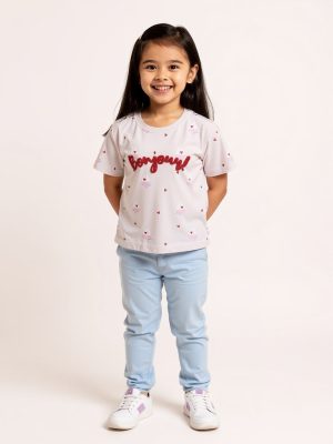 HOP Kids Pink Text Design Cotton T-Shirt