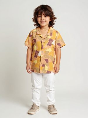 HOP Kids Orange Abstract Patterned Shirt
