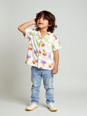 HOP Kids Off-White Ice-Cream Design Shirt