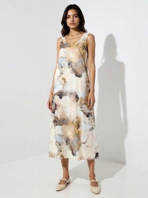 Wardrobe Multicolour Abstract Design A-Line Dress