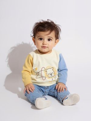 HOP Baby Off-White Embroidered Sweater