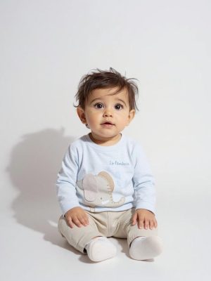 HOP Baby Blue Animal Design Cotton T-Shirt and Pants Set