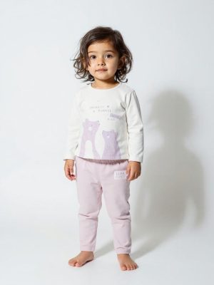 HOP Baby Light Pink Cotton T-Shirt and Pants Set