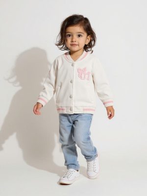 HOP Baby White Embroidered Cotton-Blend Jacket