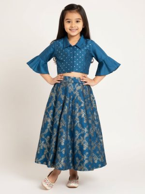 Utsa Kids Blue Sequin Embellished Ethnic Set - (2-8yrs)
