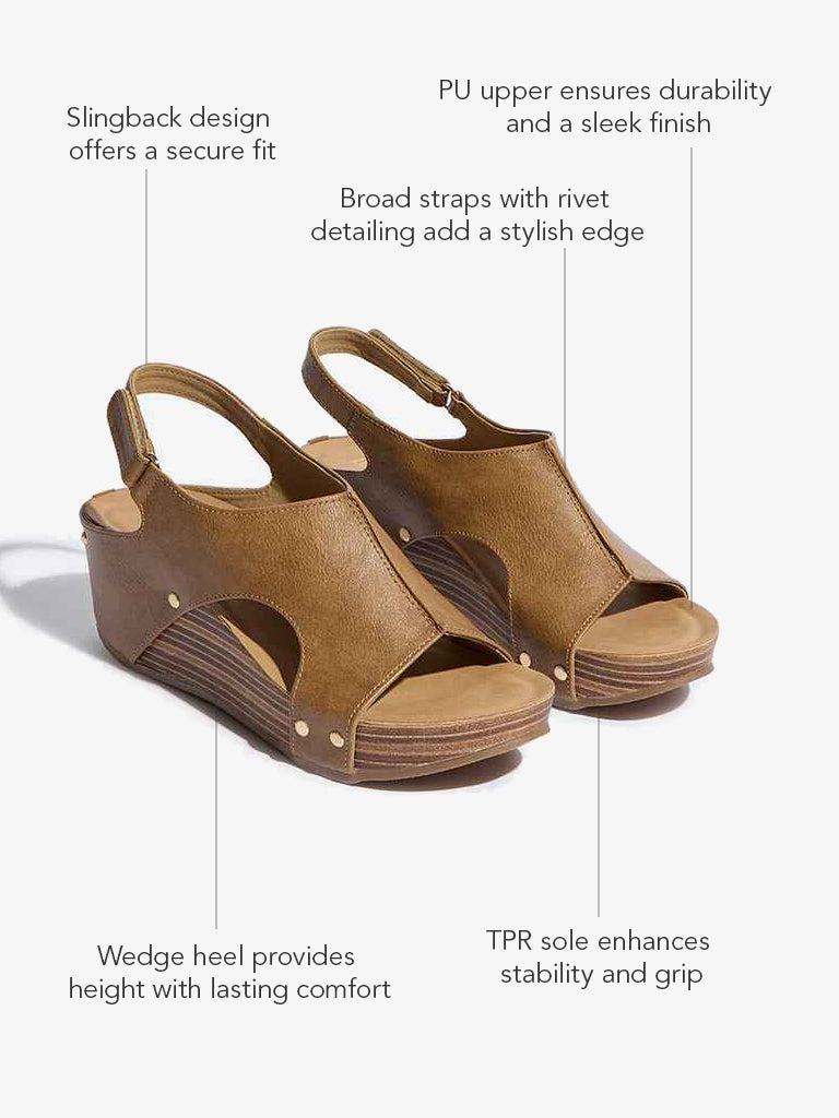 LUNA BLU Brown Slingback Wedge Sandals - Image 4