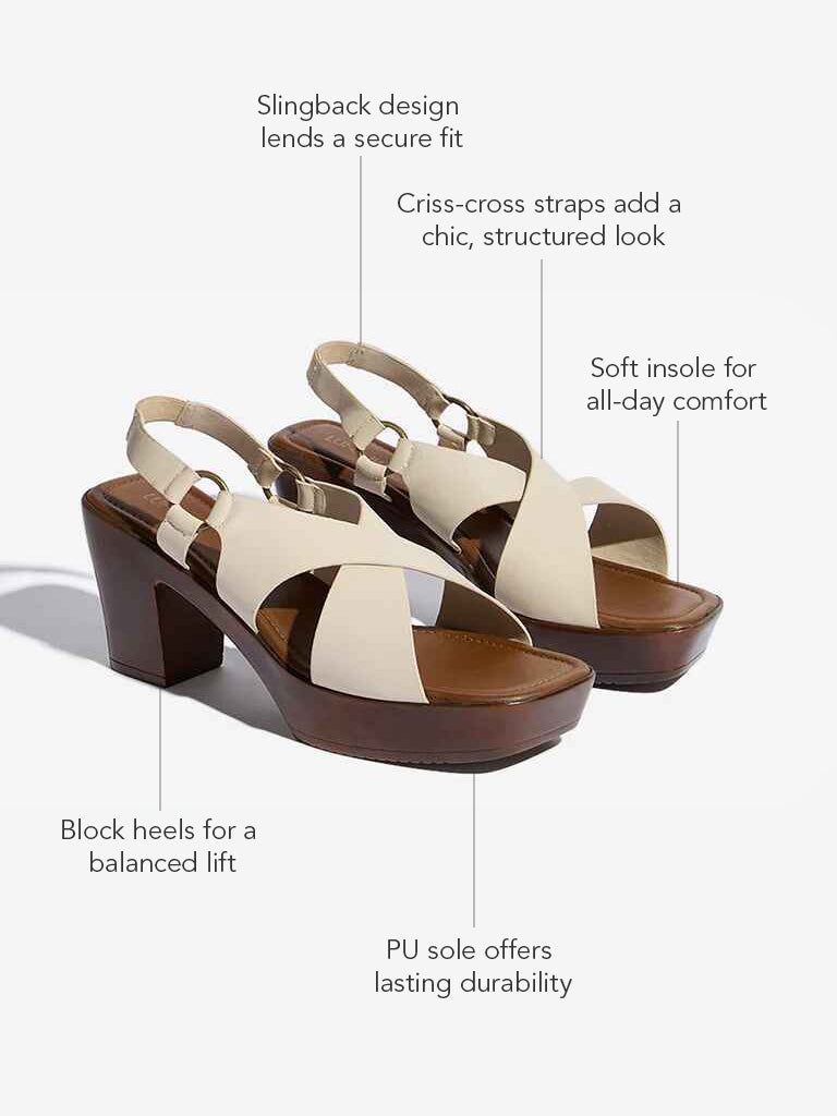 LUNA BLU Ivory Cross Strap Slingback Sandals - Image 4
