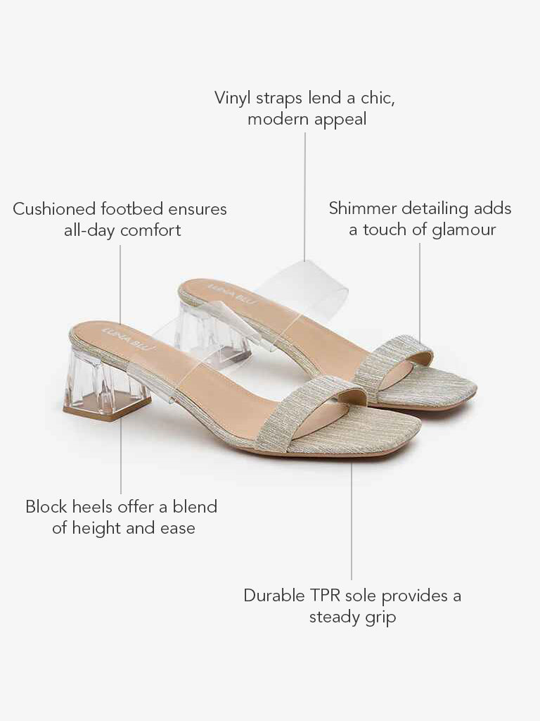 LUNA BLU Light Gold Vinyl Heel Sandals - Image 4