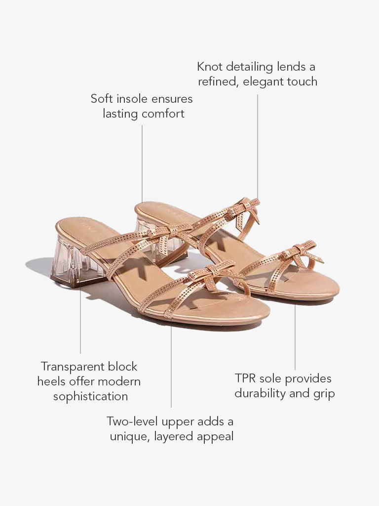 LUNA BLU Rose Gold Bow-Detailed Sandals - Image 4