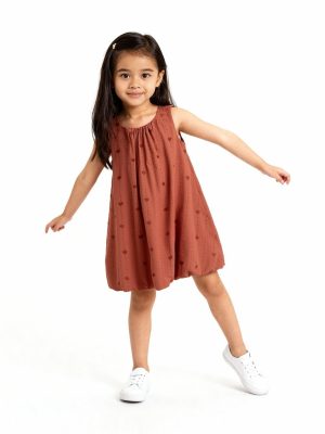 HOP Kids Red Heart Detailed Cotton A-Line Dress