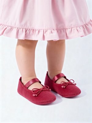 Yellow Red Bow-Detailed Booties