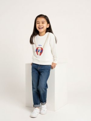 HOP Kids Off-White Pouch-Detailed Cotton Sweatshirt