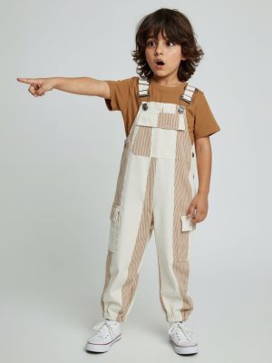 HOP Kids Orange Printed Cotton Dungaree with T-Shirt Set