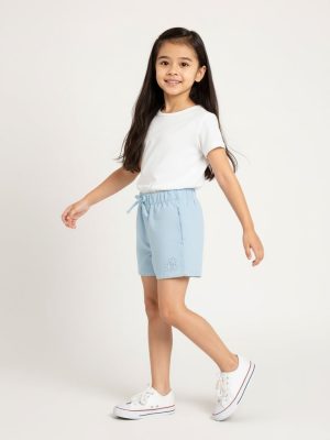 HOP Kids Light Blue Floral Mid-Rise Cotton Shorts