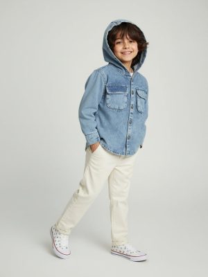 HOP Kids Blue Typographic Denim Shirt