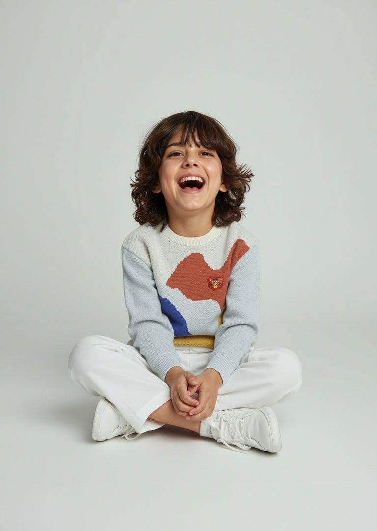 HOP Kids Multicolour Printed Cotton Sweater