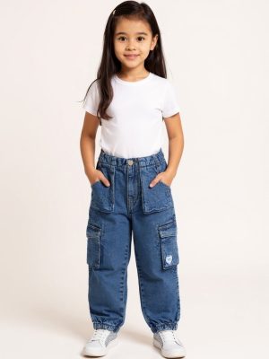 HOP Kids Dark Blue High-Rise Jogger-Style Jeans