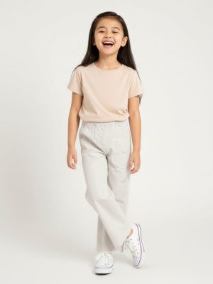 HOP Kids Off-White Wide-Leg Mid-Rise Jeans