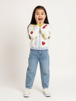 HOP Kids Off-White Embroidered Cotton Cardigan